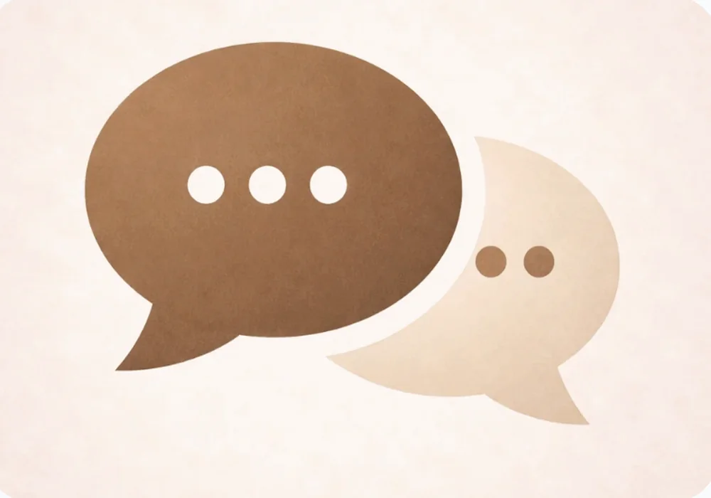 Speech bubble icon representing initial contact for a website strategy project
