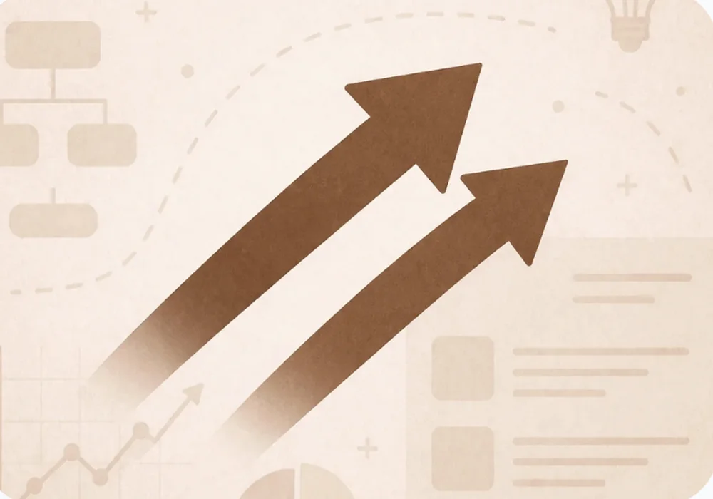 Growth arrows icon representing the start of a website strategy project